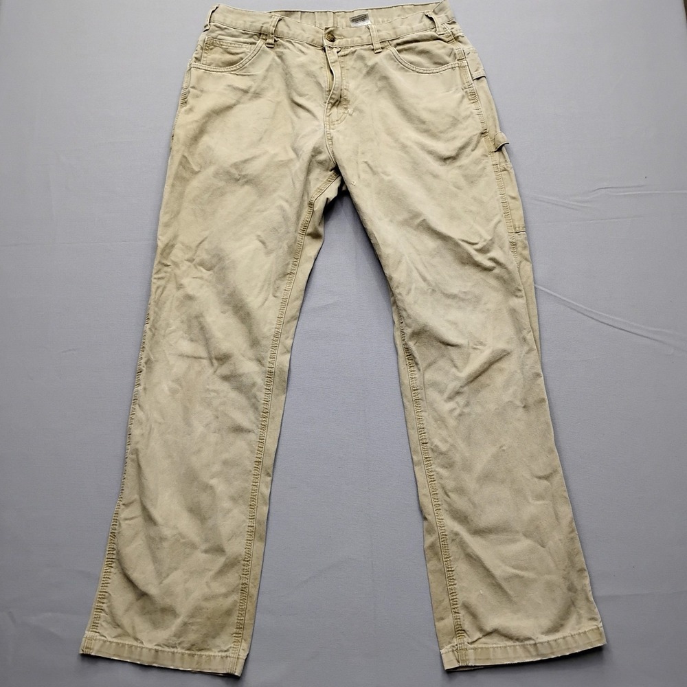Berne Apparel Mens Tan Cotton Canvas Workwear Utility Pants 34x34 Grunge